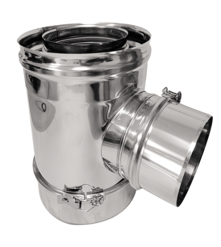 Té 93° fumée avec joint viton - Inox - Apollo Pellets concentrique Ø130/200