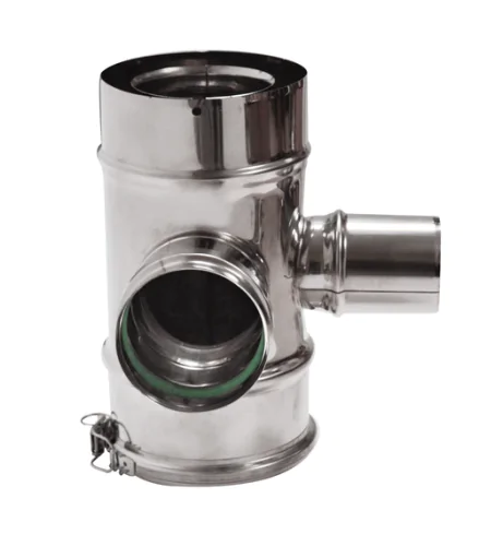 Té 90° piqu. fumée + piq air droit + tampon Apollo Pellets concentrique