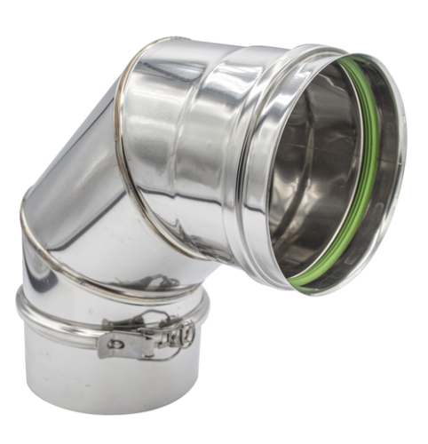 Coude simple paroi pour raccordement buse fumée Apollo Pellets concentrique Biomasse